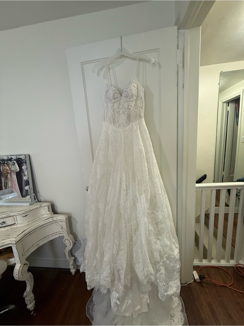 Sottero and Midgley White Lace Dress with Branded Ribbon Strap